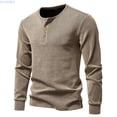 thumbnail image 1 of HUANBAI Long Sleeve T Shirt With Four Button Placket Comfortable Crew Neck Casual Shirt For Everyday Wear And Versatile Styling, 1 of 4