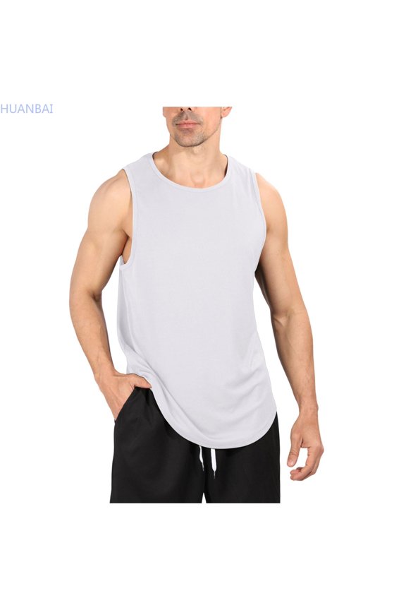 Male Summer Breathable Thin Strap Solid Color Sports Loose Vest