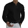 thumbnail image 1 of HUANBAI Men Spring Spring &Winter Casual V Neck Solid Long Sleeve Tee Shirt Top Blouse, 1 of 3