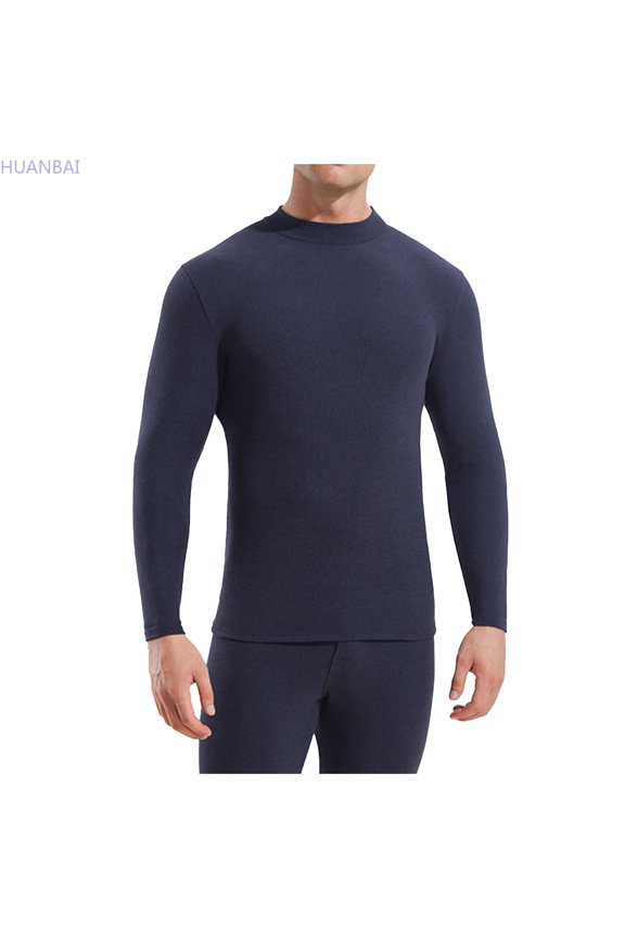 Men Wear Thin Double Woolen Thermal Underwear Under The Base Of Mid Neck Autumn Coat