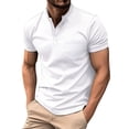 thumbnail image 1 of HUANBAI Men's Casual Button Down Lapel Solid Color Shirt Short Sleeve Sleeve Top Shirt, 1 of 3