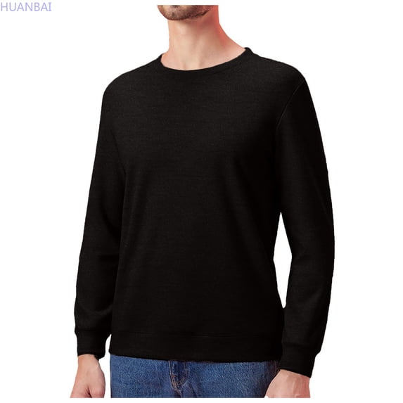 HUANBAI Men's Crew Neck Base Shirt Can Be Worn Over The Crew Neck Thermostatic Thickened Woolen Thermal Underwear