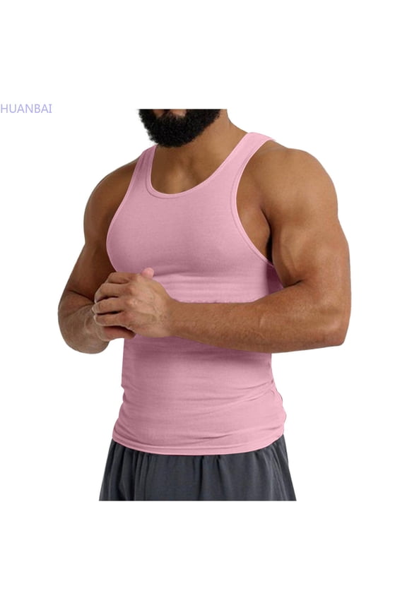 Men's Knitted Ice Silk Ribbed Athletic Fit Sleeveless Vest Gym Muscle Tank Top Activewear Casual Racerback Undershirt
