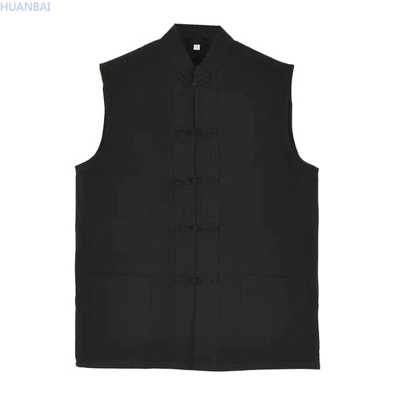 HUANBAI Men's Linen Vest Casual Lightweight Sleeveless Jacket For Summer Outdoor Work Fashion