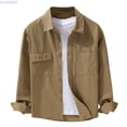 thumbnail image 1 of HUANBAI Men's Long Sleeve Lapel Casual Style Loose Fit Solid Colour Shirt With Pockets, 1 of 5