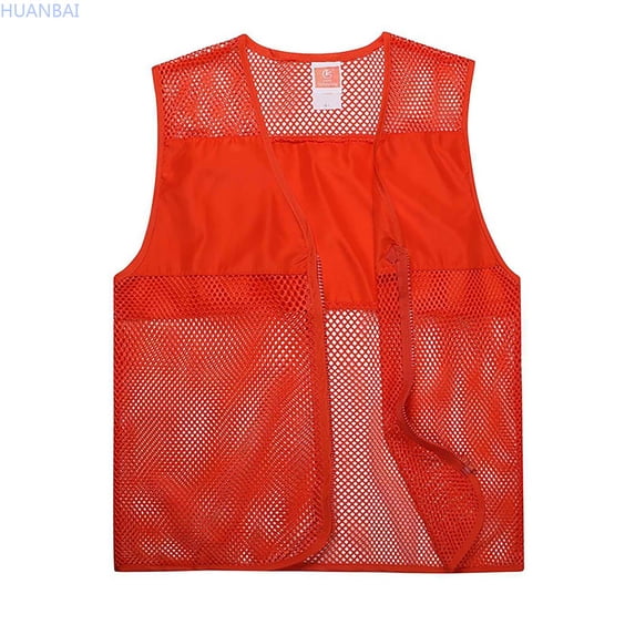 HUANBAI Men's Solid Color Reflective Mesh Vest