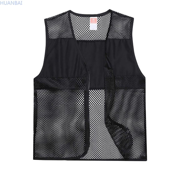 HUANBAI Men's Solid Color Reflective Mesh Vest