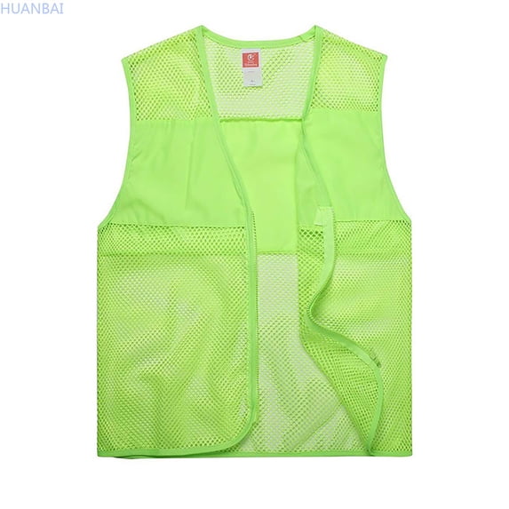 HUANBAI Men's Solid Color Reflective Mesh Vest