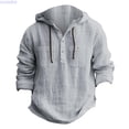 thumbnail image 1 of HUANBAI Mens Solid Color Casual Button Hooded Shirt Top Hooded Shirt, 1 of 3