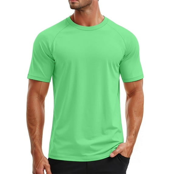 HUANBAI Mens Swim Shirt Short Sleeve UPF 50+ Sun Shirt Rash Guard Athletic Quick Drying T Shirts
