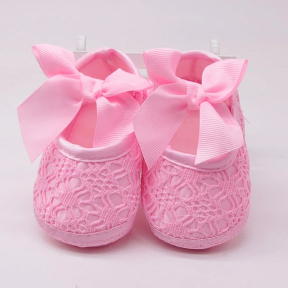 HUANBAI Baby Girl Soft Shoes Soft Soled Non- Bowknot Footwear Crib Shoe 11