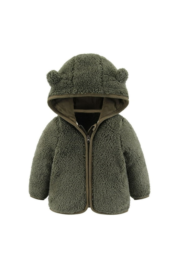 Baby Girls Boys Jacket Bear Ears Hooded Outerwear Zipper Warm Winter Coat Fall Spring Coat 6-12 Months