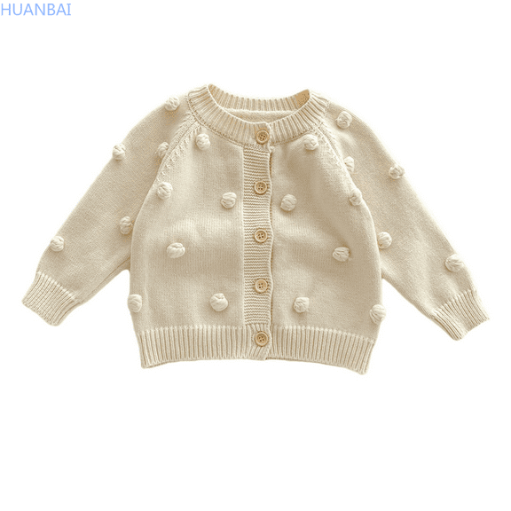HUANBAI Newborn Infant Baby Unisex Knit Sweater Autumn Winter Solid Long Sleeve Sweater Cardigan Clothes Casual Sweaters 80