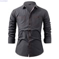thumbnail image 1 of HUANBAI Retro Jeans Shirt Man Double Pocket Men Shirt Workwear Style Long Sleeved Shirt Man, 1 of 6