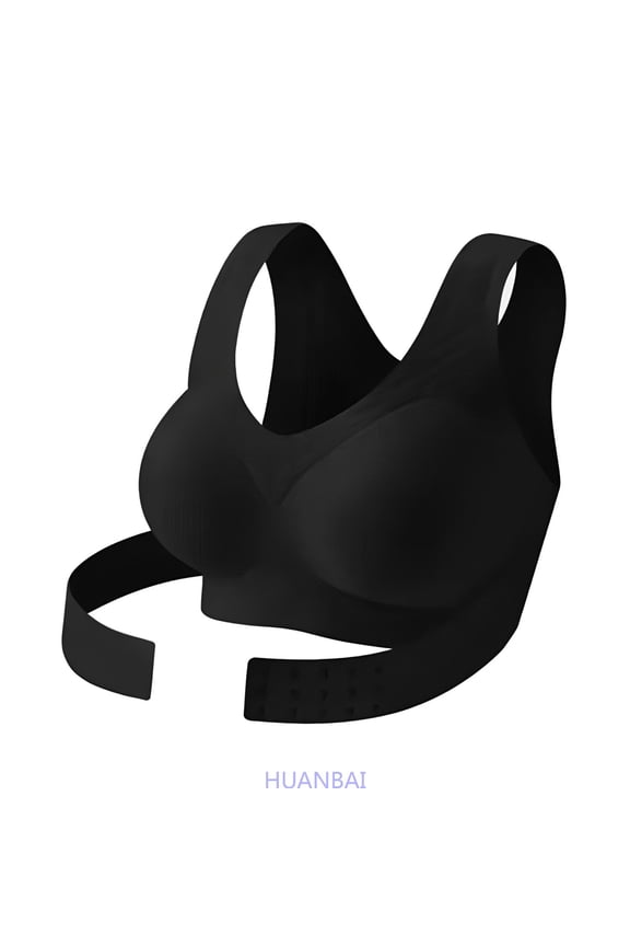 Seamless Breathable Shaping Corrective Support Bra Front Closure Seamless Back Support Posture ,(Large,Black)