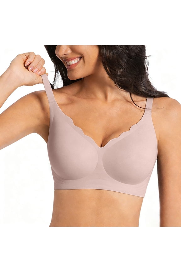 Seamless Jelly Strip Light Support Lift Comfort Wireless Bra For T Shirt Soft Push Up ,(Large,Pink)