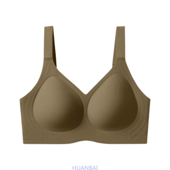 HUANBAI Seamless Shapewear Gel Bras For Large Bust Lift W Cup Design Underwire Support And ,(XX-Large,Brown)