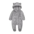 thumbnail image 1 of HUANBAI Soft Girls Romper Jumpsuit Winter Warm Toddler Baby Hooded Pajamas Outfit 3-6 Months, 1 of 6
