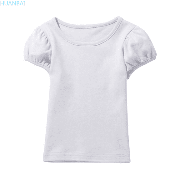 HUANBAI Soft Girls Short Sleeve T Shirt Cute Puff Sleeve Top Comfortable Casual Tee For Toddler And Kids Cute Top Tees 5-6 Years