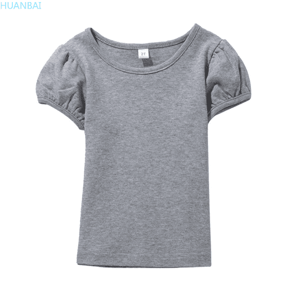 HUANBAI Soft Girls Short Sleeve T Shirt Cute Puff Sleeve Top Comfortable Casual Tee For Toddler And Kids Girls Summer Tops 3-4 Years