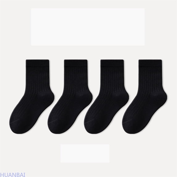 HUANBAI Soft Kids Crew Socks For Girls Everyday Comfortable School Ankle Socks With Non Grip For Toddler Children Non Athletic Play Socks / Black(5-8 Years)