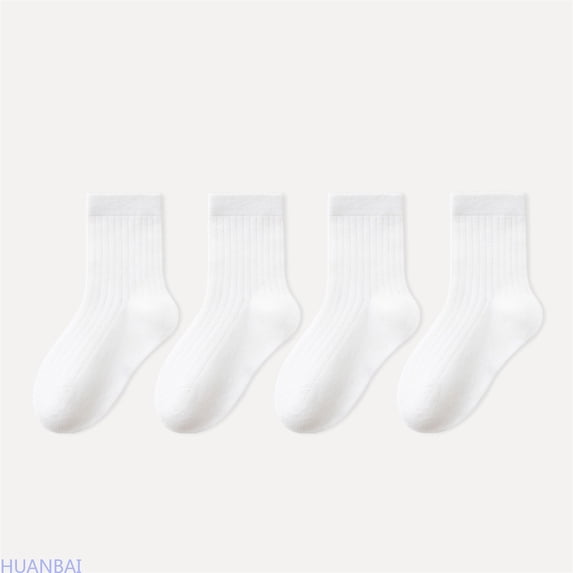 HUANBAI Soft Kids Crew Socks For Girls Everyday Comfortable School Ankle Socks With Non Grip For Toddler Children Non Athletic Play Socks / White(1-4 Years)