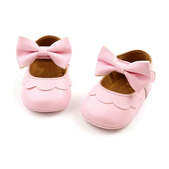HUANBAI Soft Sole First Baby Sneakers For Girls With Elegant Bow Design Comfortable Lightweight Infant Shoes For Toddler Early Walking 0-6 Months