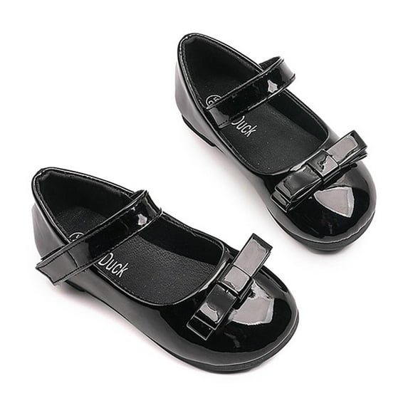 HUANBAI Spring And Autumn Girls Shoes Black Bow Performance Shoes Princess Shoes 3.5