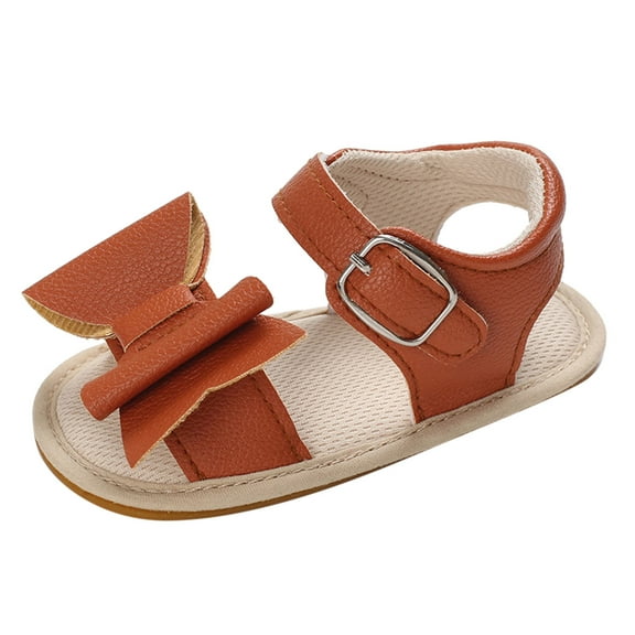HUANBAI Spring And Summer Children Baby Toddler Shoes Boys And Girls Sandals Solid Color Bow Buckle Open Toe Cute And Comfortable 6