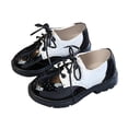 thumbnail image 1 of HUANBAI Spring And Summer New Soft Rubber Sole Lace Up Glossy Children's Shoes 7-8 Years, 1 of 8