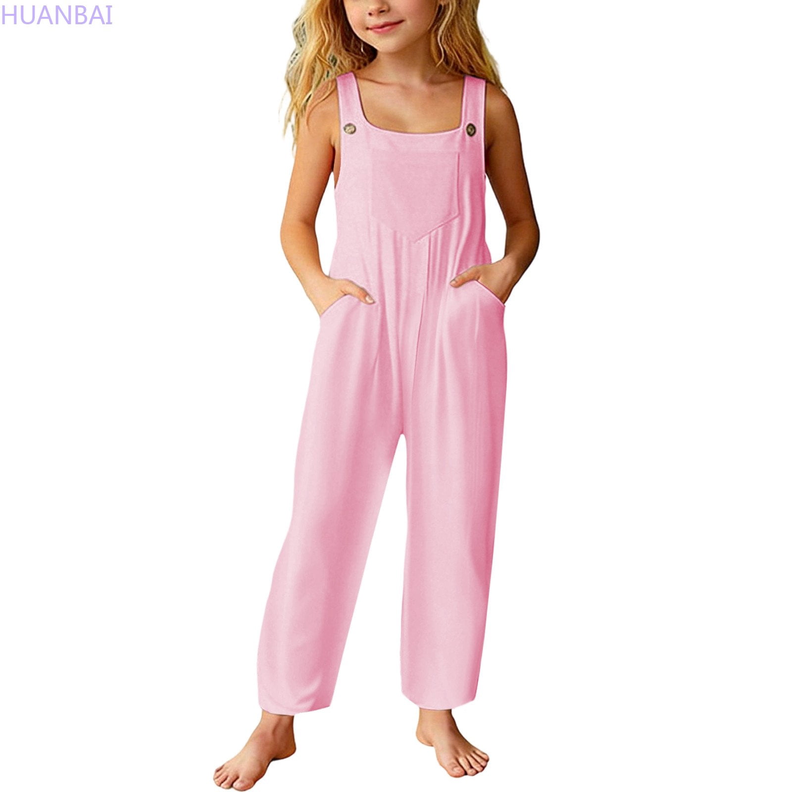 HUANBAI Stylish And Comfortable Girls Casual Loose Fit Pocket Pants ...