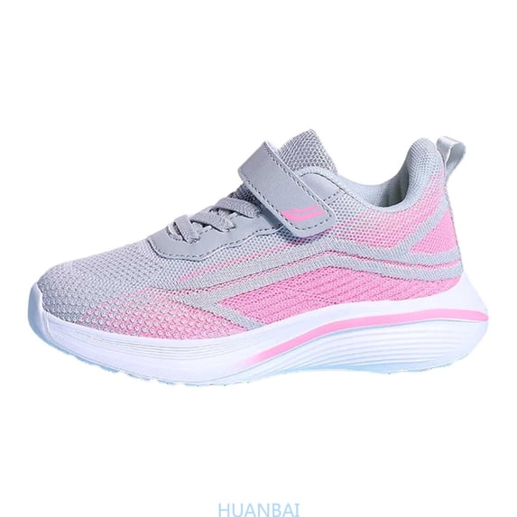 HUANBAI Stylish Girls Mesh Running Shoes For Kids Athletic Lace Up Sneakers Casual Walking Sport Footwear Durable Flexible Sole For Playground School Everyday Wear ,(12-12.5 Years Gray) Size ,4