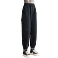thumbnail image 1 of HUANBAI Teen Children Pants For Girls Casual High Waisted Drawstring Loose Fit Pockets Kid Tall Cargo Sweatpants Streetwear 3-4 Years, 1 of 9