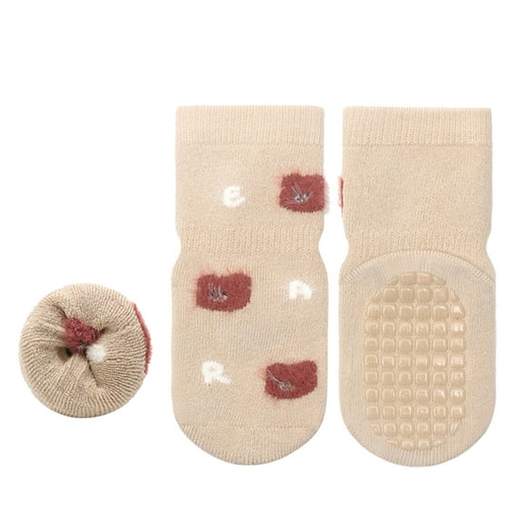 HUANBAI Toddler Baby Boys Girls Non Crew Socks With Grip Botttom Cotton Thick Winter Warm Slipper Socks 1-3 Years