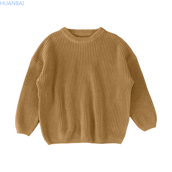HUANBAI Toddler Baby Girl Boy Knit Sweater Round Neck Long Sleeve Pullover Sweatshirt Fall Winter Clothes Casual Sweaters 90