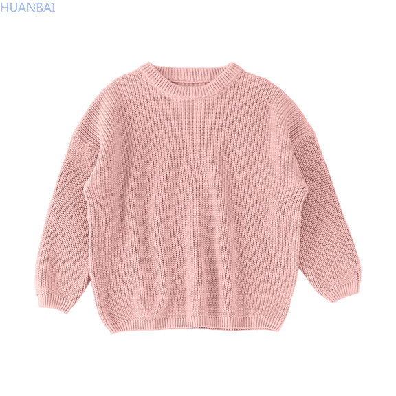 HUANBAI Toddler Baby Girl Boy Knit Sweater Round Neck Long Sleeve Pullover Sweatshirt Fall Winter Clothes Long Sleeve Sweater 100