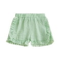 thumbnail image 1 of HUANBAI Toddler Baby Girl Shorts Casual Summer Gingham Plaid/Seersucker Elastic Waist Ruffle Hem Shorts Bottoms 12-18 Months, 1 of 7