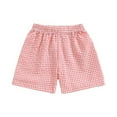 thumbnail image 1 of HUANBAI Toddler Baby Girl Shorts Casual Summer Gingham Plaid/Seersucker Elastic Waist Ruffle Hem Shorts Bottoms 12-18 Months, 1 of 7