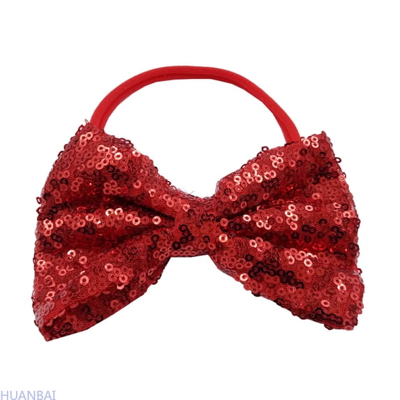 HUANBAI Toddler Baby Girls Paillette Headband Bowknot Elastic Hair Band For / Red(0-2 years)