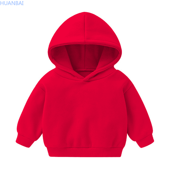 HUANBAI Toddler Boys Girls Pullover Sweatshirt Children Solid Plus Babies Hooded Color Top Girls Tops Girls Long Sleeve Hoodies 100