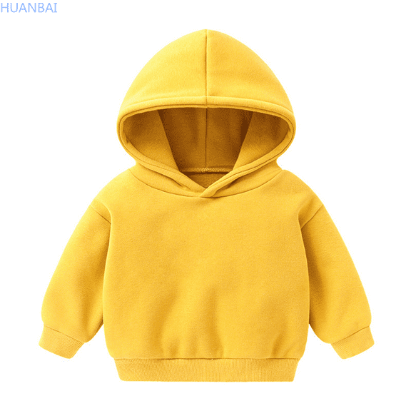 HUANBAI Toddler Boys Girls Pullover Sweatshirt Children Solid Plus Babies Hooded Color Top Girls Tops Sweatshirts Pullover Tops 90