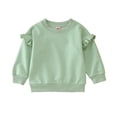 thumbnail image 1 of HUANBAI Toddler Fall Girls Winter Long Sleeve Solid Color Ruffles Tops Sweatshirt Clothes Casual Sweatshirt Tops 18-24 Months, 1 of 5