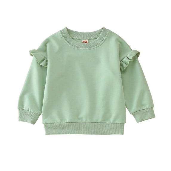 HUANBAI Toddler Fall Girls Winter Long Sleeve Solid Color Ruffles Tops Sweatshirt Clothes Casual Sweatshirt Tops 18-24 Months