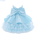 thumbnail image 1 of HUANBAI Toddler Girls' 1st Birthday Princess Dress With Bow & Tulle Skirt Strapless Flower Girl Party Gown For Baby 1 3 Years Party Mini Dress 2-3 Years, 1 of 9