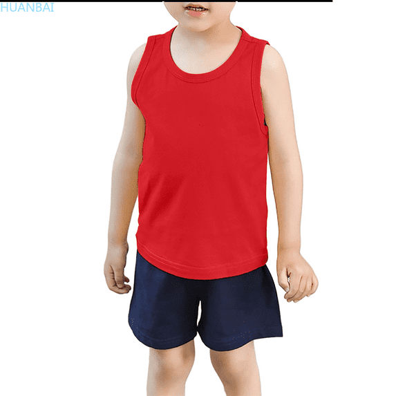 HUANBAI Toddler Kids Baby Boys Girls Solid Tank Tops T Shirts Undershirts Summer Sleeveless Vest Summer Blouse for Girls 18-24 Months