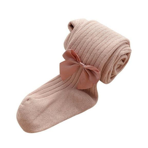 HUANBAI Toddler Kids Baby Girls Cotton Bow Leggings Knitted Pantihose Stretchy Basic Full Length Pants Pantyhose For Spring Autumn Stocking 2-4 Years
