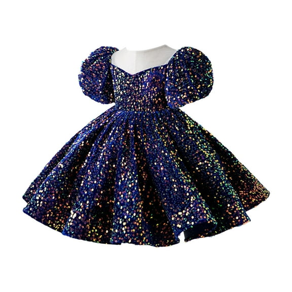 HUANBAI Toddler Kids Girls Cute Sequin Glitter Party Carnival Gown Princess Formal Dress 12-18 Months