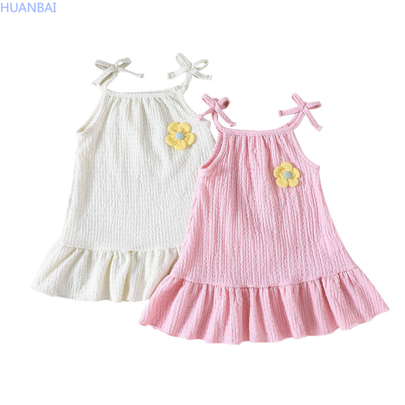 HUANBAI Toddler Kids Girls Strap Princess Dress With Soft Clothes Little Girl Floral Dress 18-24 Months