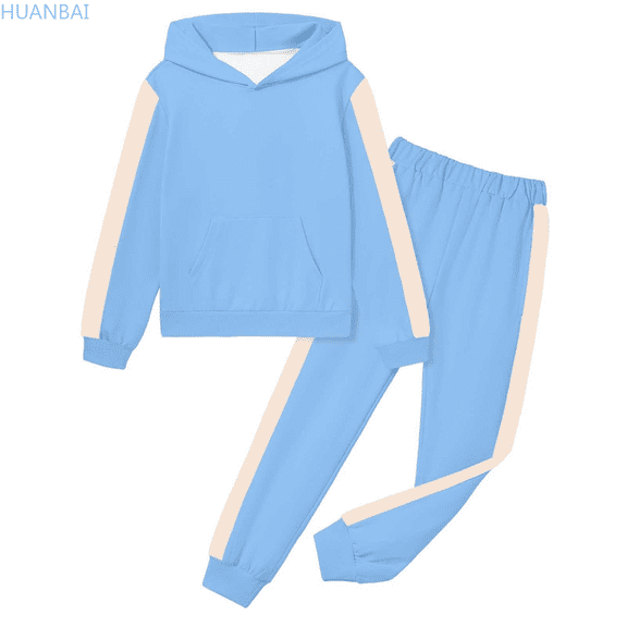 HUANBAI Two Piece Color For Children Girls And Boys Casual Hoodie Long Sleeved Fashionable Sweatshirt And Sweatpants 2 To 13 Toddler Girl Clothes 2-3 Years