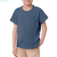 thumbnail image 1 of HUANBAI Unisex Kid's Boys Girls Basic Short Sleeve Solid Color T Shirts Pocket Tee Crew Neck Shirt Kids Crewneck Tops 10-11 Years, 1 of 5